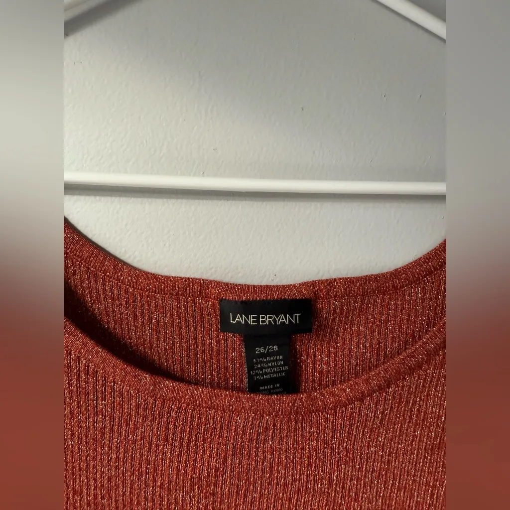 Lane Bryant Tank Top Ribbed Rust Orange Sparkly Holiday Tank Top Size 26 28 L - Image 5