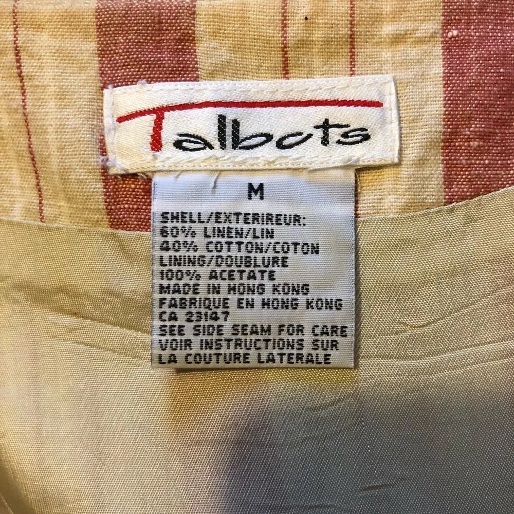 Talbots Vintage Cropped Striped Vest Linen Cotton Blend Medium - Image 8