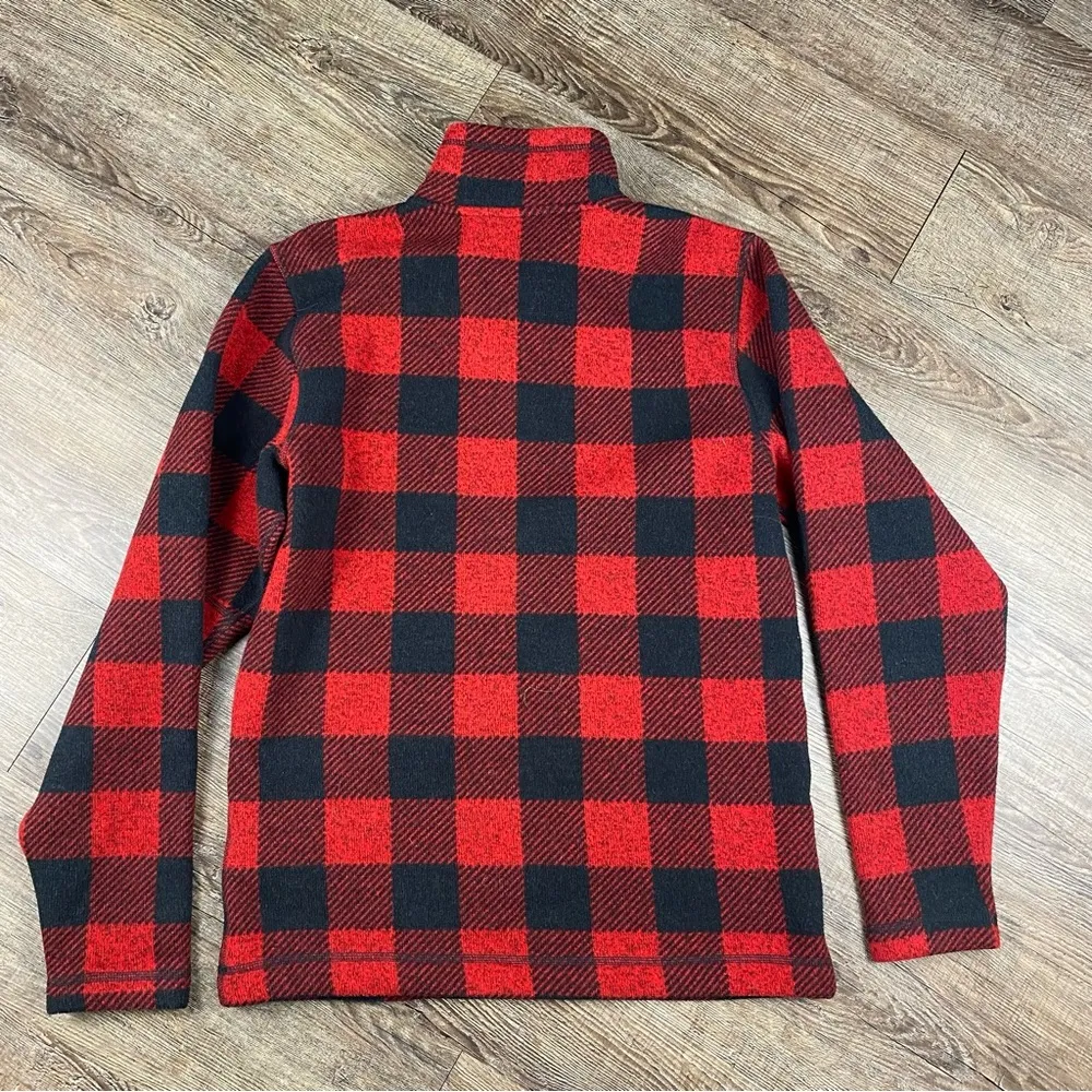 The North Face Fleece Women S Red Black Buffalo Plaid Half Zip Pullover Mock Nec - Image 6