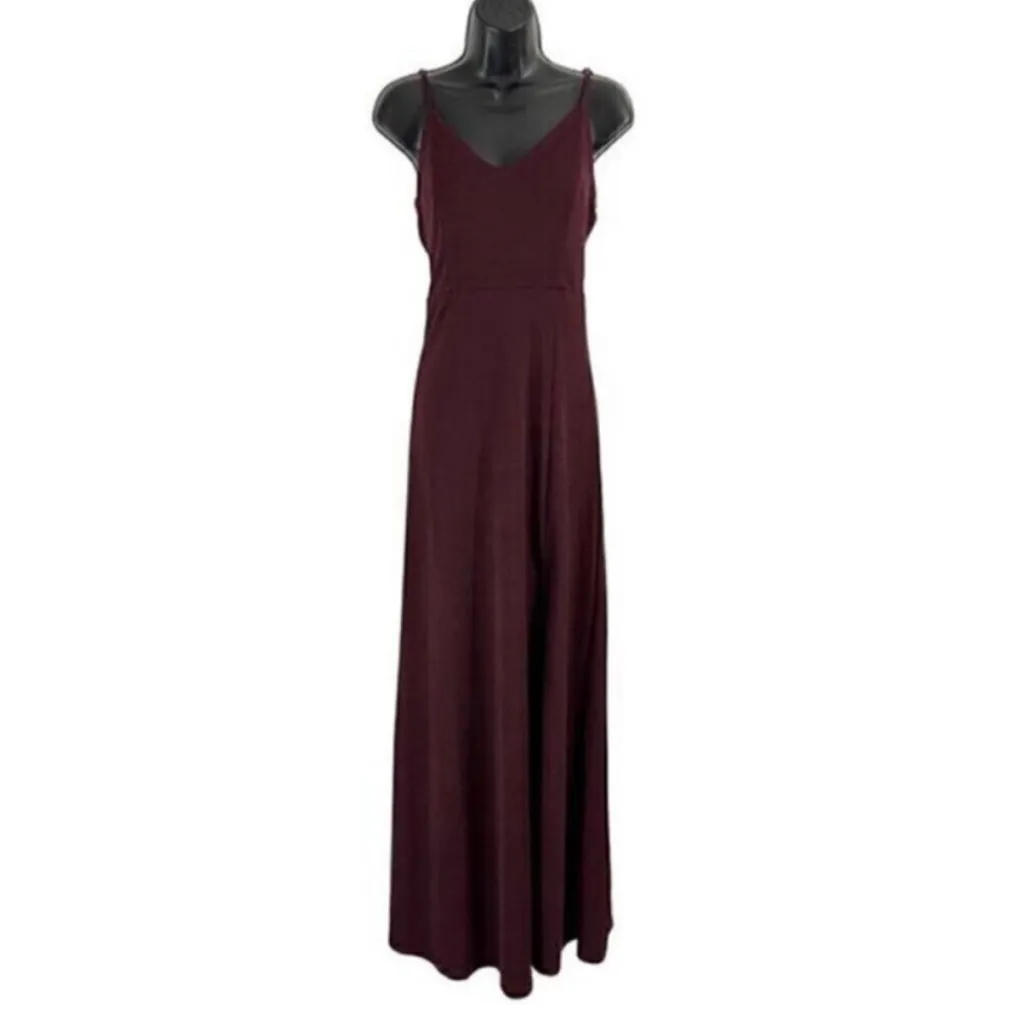 Birdy Grey Jay Cabernet Stretch Crepe Front Slit Long Dress Maroon- Size Small - Image 3