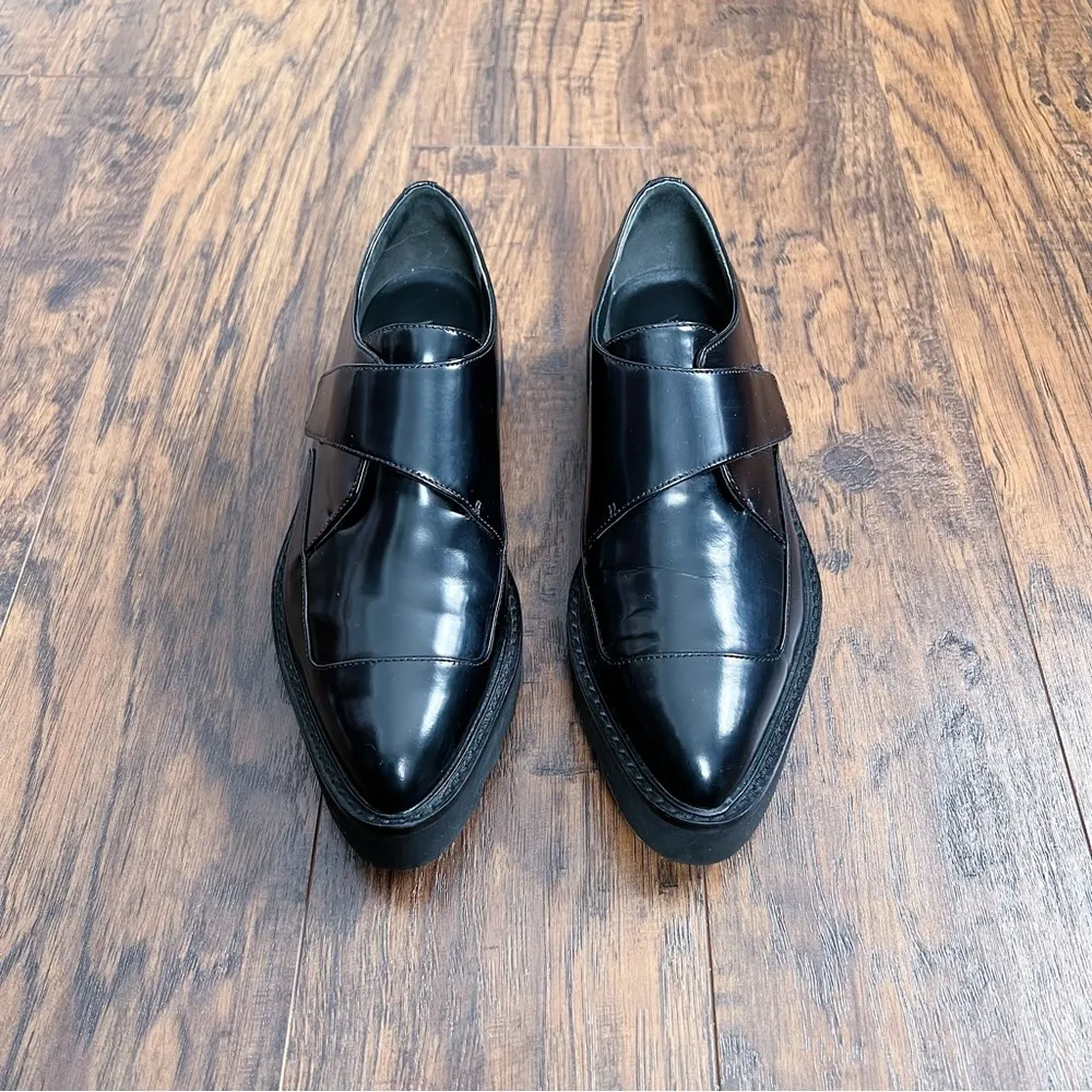 Vince • Arden Polished Leather Creeper black patent platform point toe oxford - Image 5