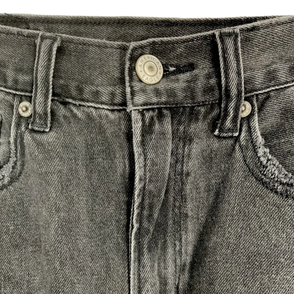 American Eagle | Size 00 XXS | Mom Jeans High Rise Distressed Ripped Faded Black - Image 4