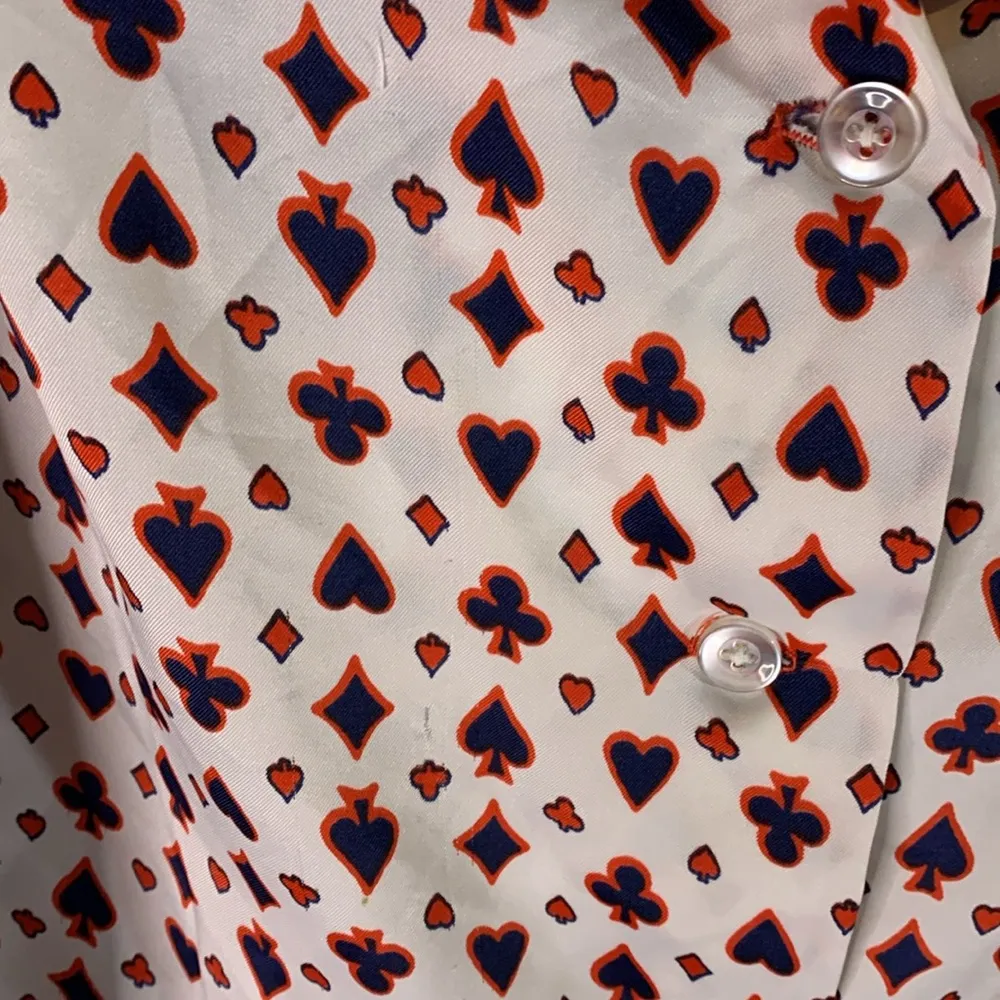 Vintage Playing Cards Symbols Blouse Size M Red Size M - Image 2