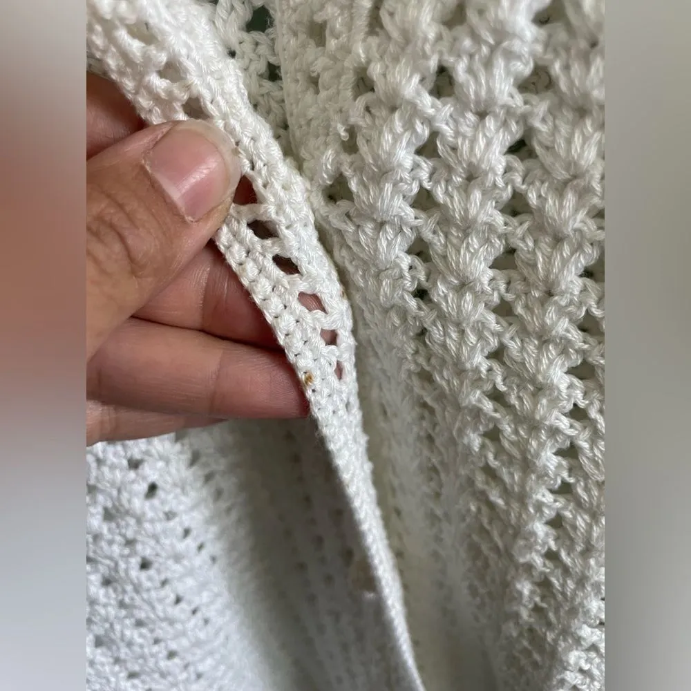 Lauren by Ralph Lauren White Hand Knit Mercerized Cotton S/S Cardigan Size 1X - Image 6