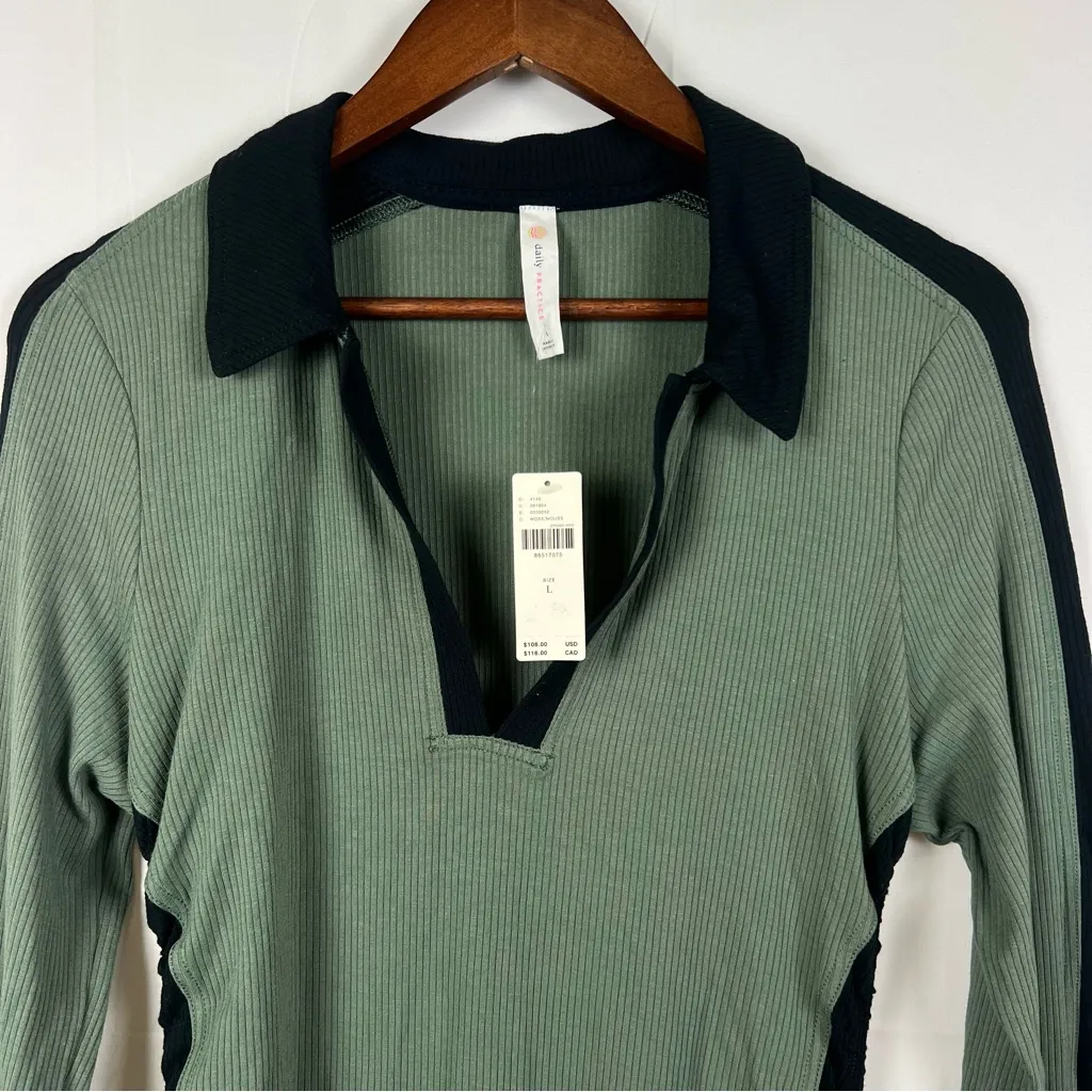 Daily Practice by Anthropologie Long-Sleeve Colourblock Polo Midi Dress Sz L - Image 11