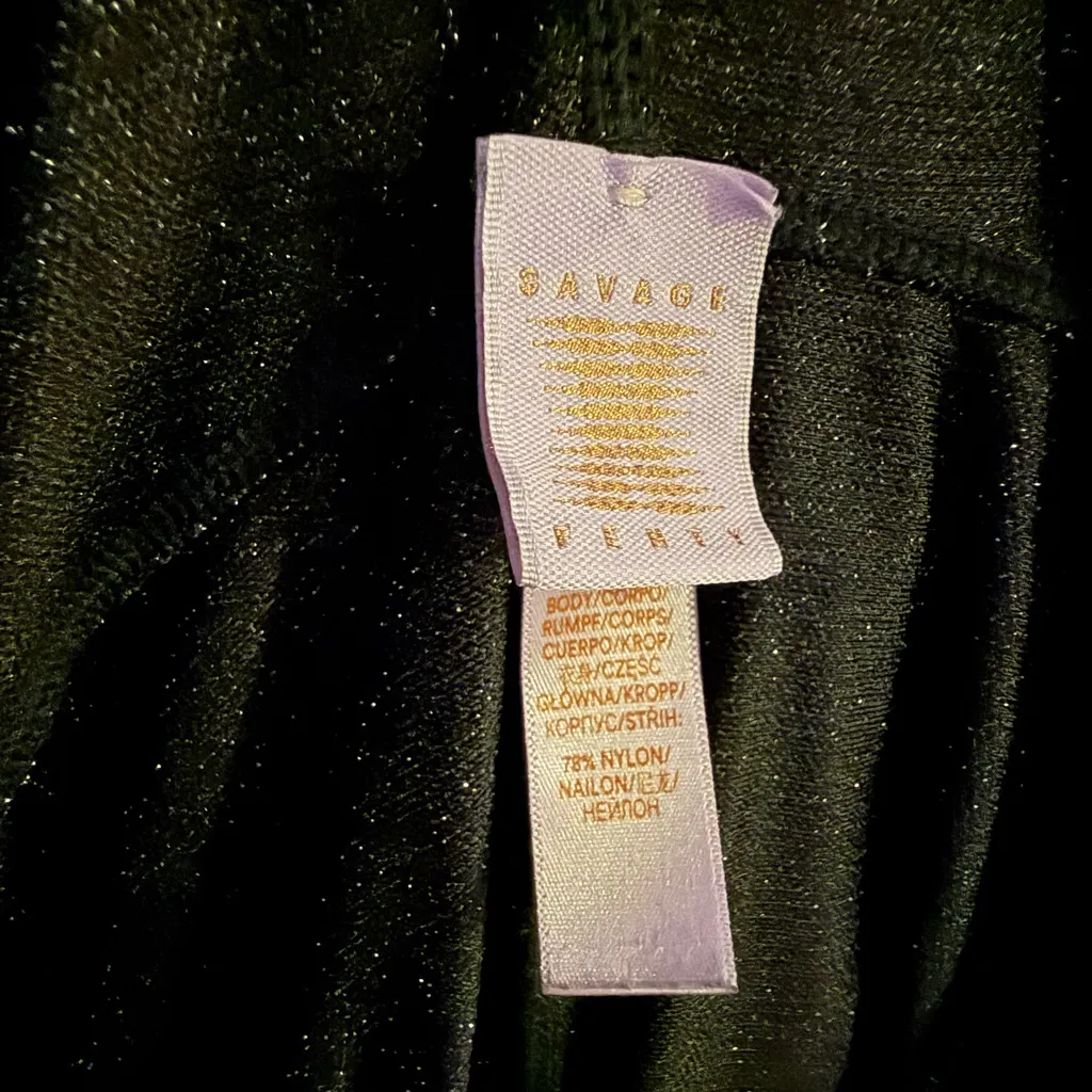 Savage X Fenty Sleep & Shine Hooded Onesie Black Lurex Zip Front NWOT Size Large - Image 7