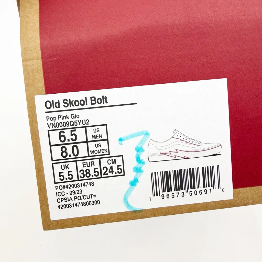 Vans Old Skool Bolt Pop Pink Glow Lace Up Sneakers Skate Shoes White Pink - Image 14