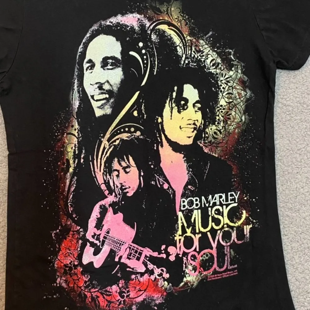 ZION Rootswear Bob Marley Black Graphic Tee Medium ‘MUSIC for your SOUL' 2009 - Image 10