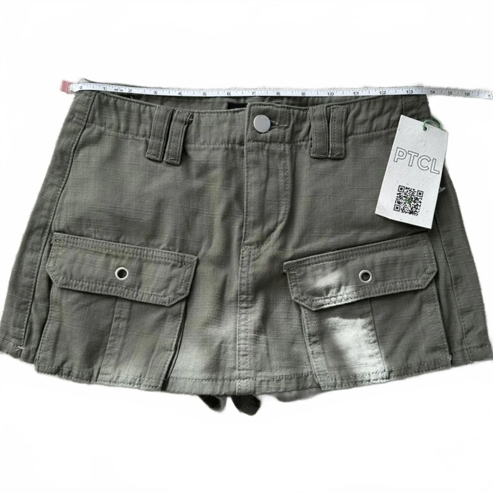 PTCL Cargo Pocket Mini Skort Olive Green Summer Casual Party Festival Size 26 - Image 3