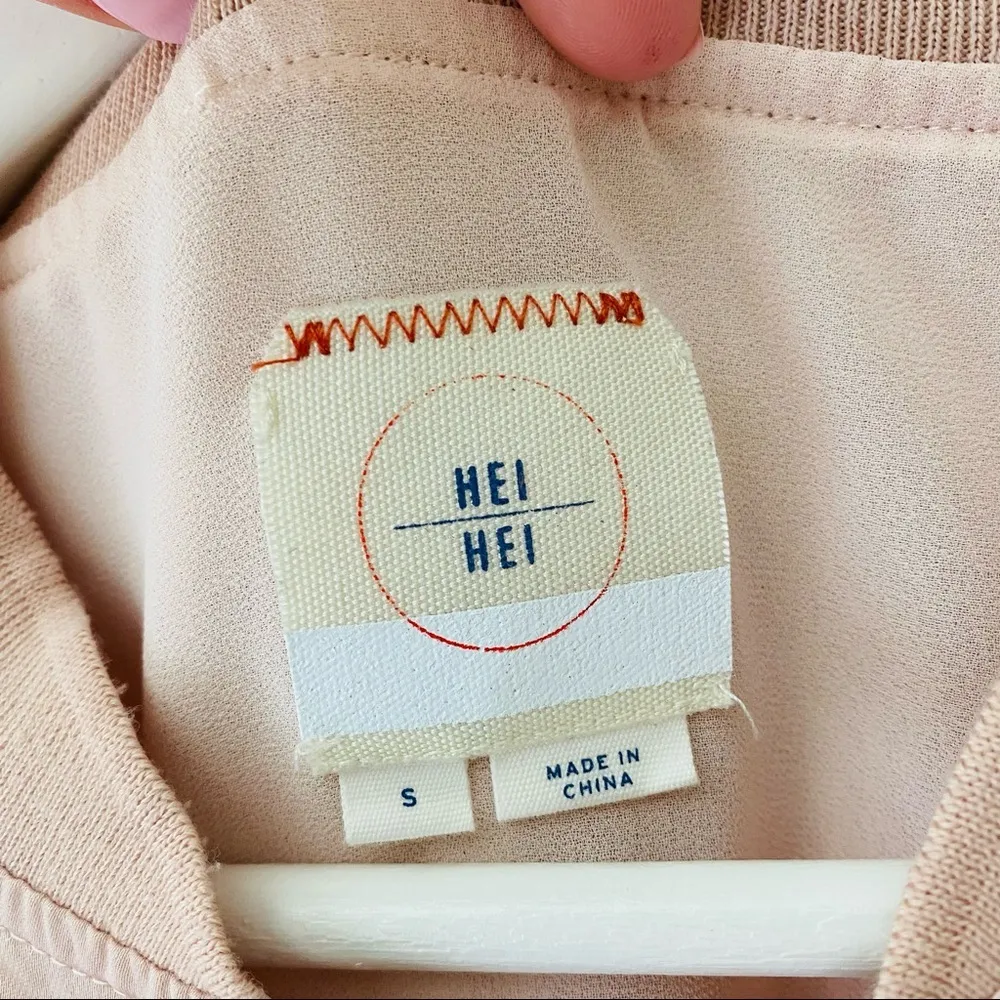 Hei Hei by Anthro. Tie-Front Zip Up Jacket Pink Sz Small - Image 5