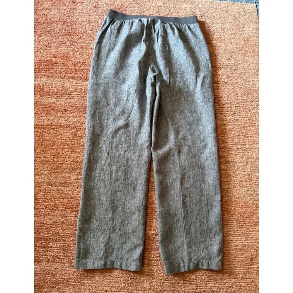 Coldwater Creek 100% Linen Pull On Pants Straight Leg Gray 10P - Image 6