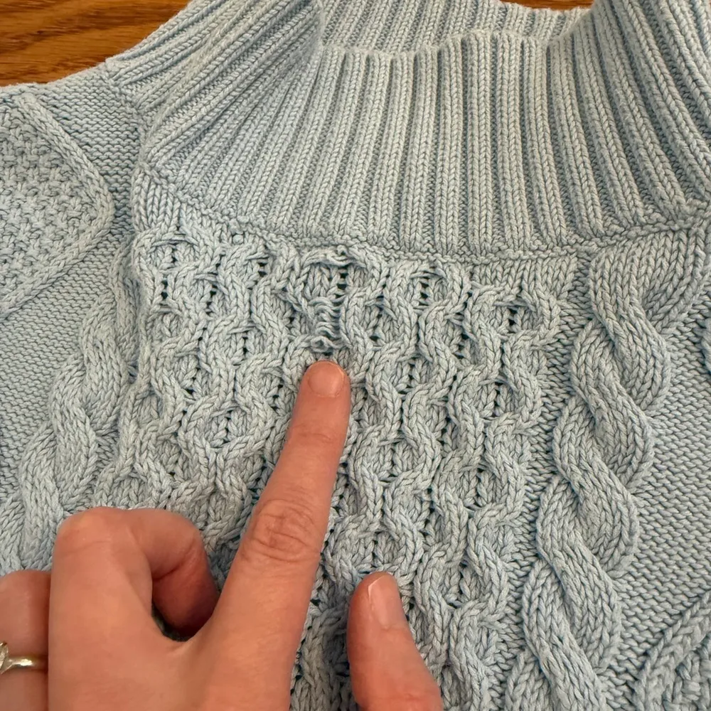 J.Crew Swingy Cable-knit Mockneck Sweater Light Blue Size Medium - Image 6