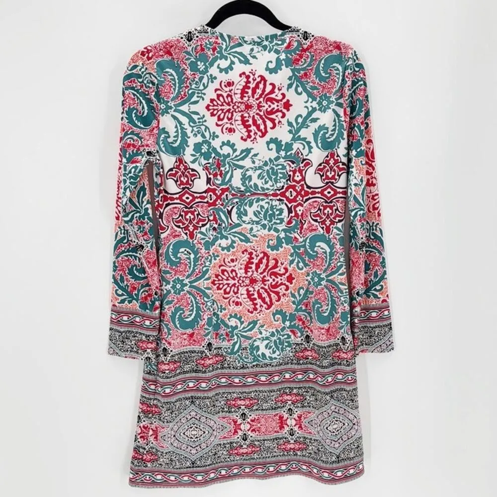 HALE BOB beautiful vibrant V-Neck dress knee length size S grad party bohemian - Image 2