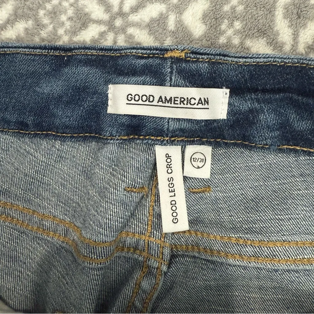 Good American Good Legs Crops In Blue261 Ripped Knees‎ Size 12/31 - Image 6