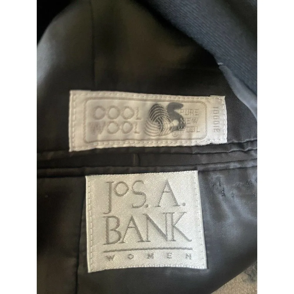 Women's Jos. A. Bank Size 10 Vintage Wool Black Shoulder Pad Blazer Trend Jacket - Image 5