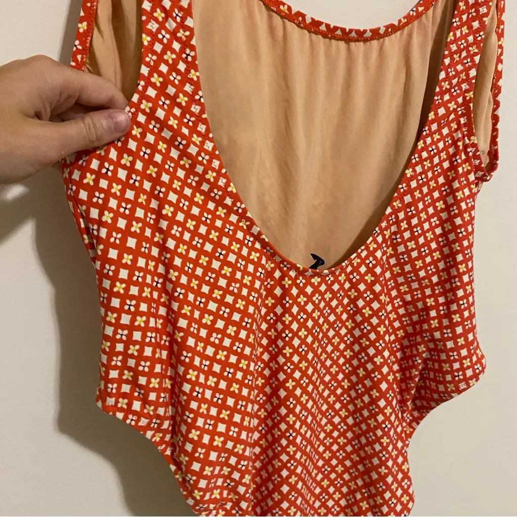 J. Crew Red Patterned One Piece Swimsuit size 16 - Image 6