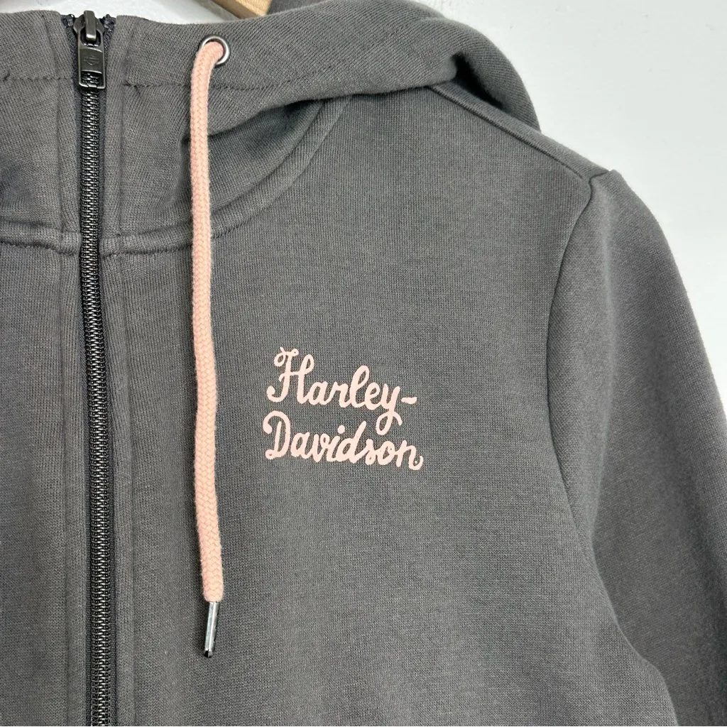 Harley-Davidson Zip Hoodie Gray/Pink Women's Sz Large - Image 2