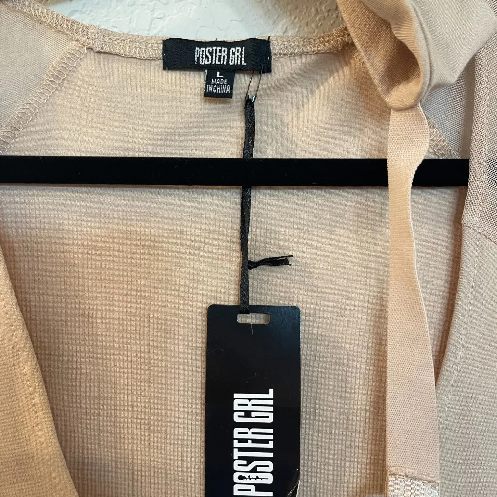 NWT Dolls Kill Poster Grl Nude Plunge Top Tan Size L - Image 5