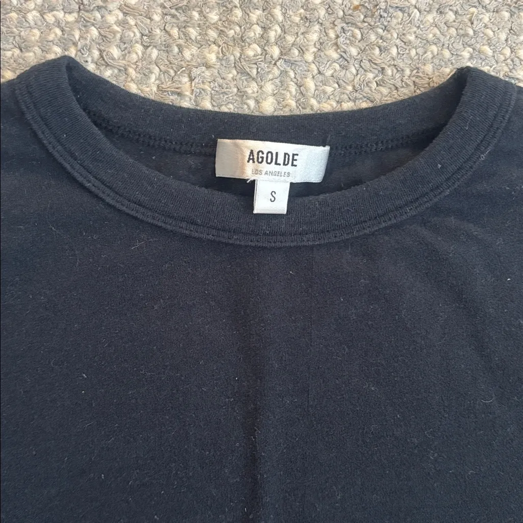 AGOLDE Elie Shirt Black Short Sleeve Quarter Sleeve Top Basic - Image 3