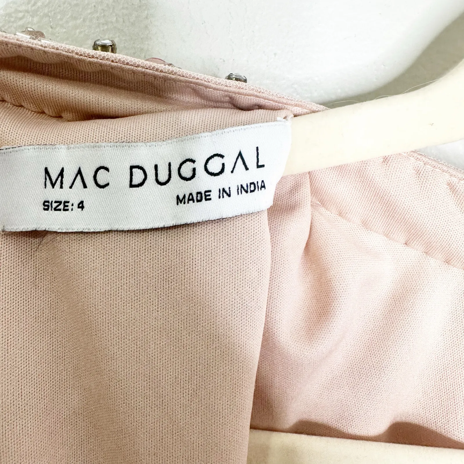 Mac Duggal 10780 Peach Pink Beaded Fitted Column Cocktail Length Gown 4 NEW - Image 8