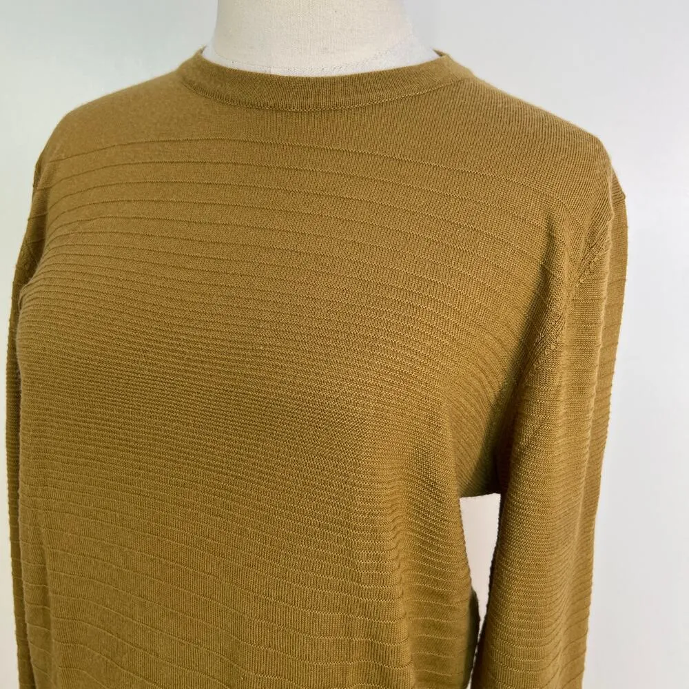 Saks Fith Avenue Modern Knit Crewneck Sweater Wool Camel Tan - Image 2