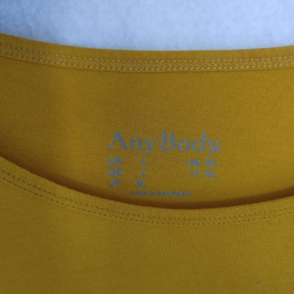 QVC AnyBody Cozy Knit Jersey Asymmetrical Long Sleeve Top Gold Size L - Image 6