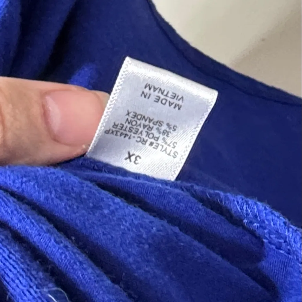 Zenana Premium 3/4 Sleeve Longline Light Pocket Open Cardigan Royal Blue size 3X - Image 8