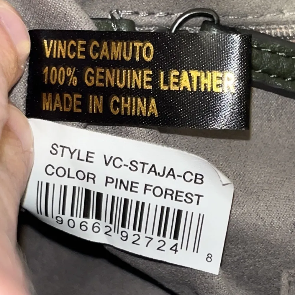 Vince Camuto Staja Crossbody Pebbled Leather Handbag Pine Forest Green Purse - Image 14