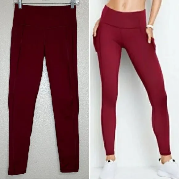 Victoria's Secret Knockout Burgundy Athletic Leggings, Sz Small - Image 2