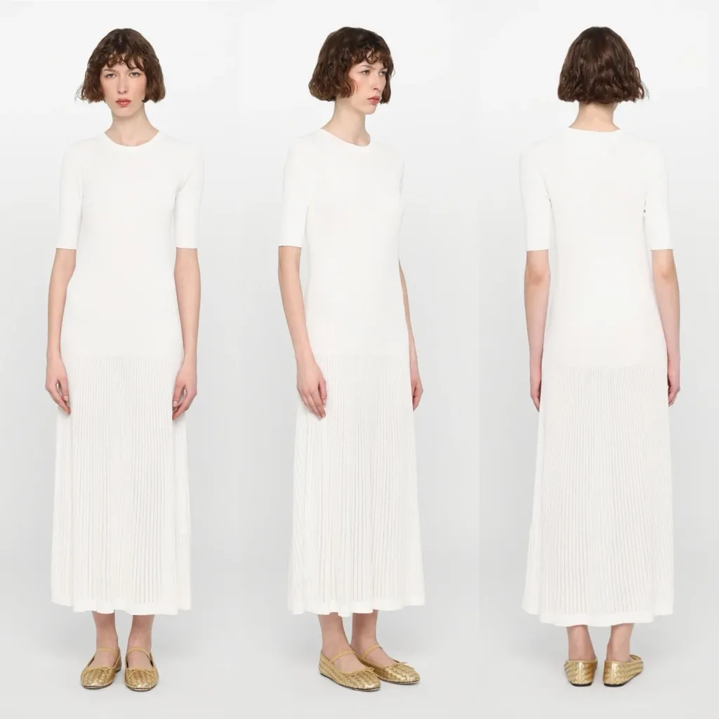 Marella Norcia White Ribbed Knit Maxi Jumper Dress Size M - Image 3