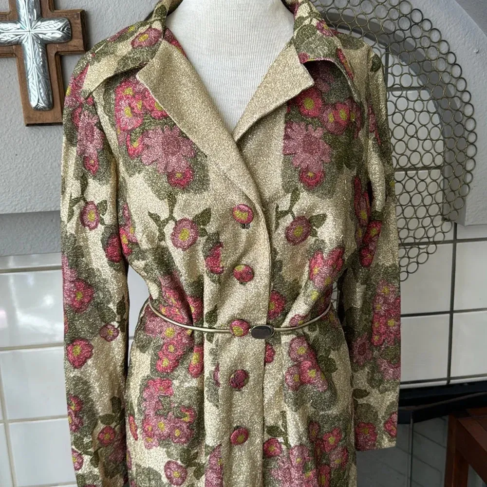 Custom handmade gold floral roses sparkle dress one of a kind small - Image 3