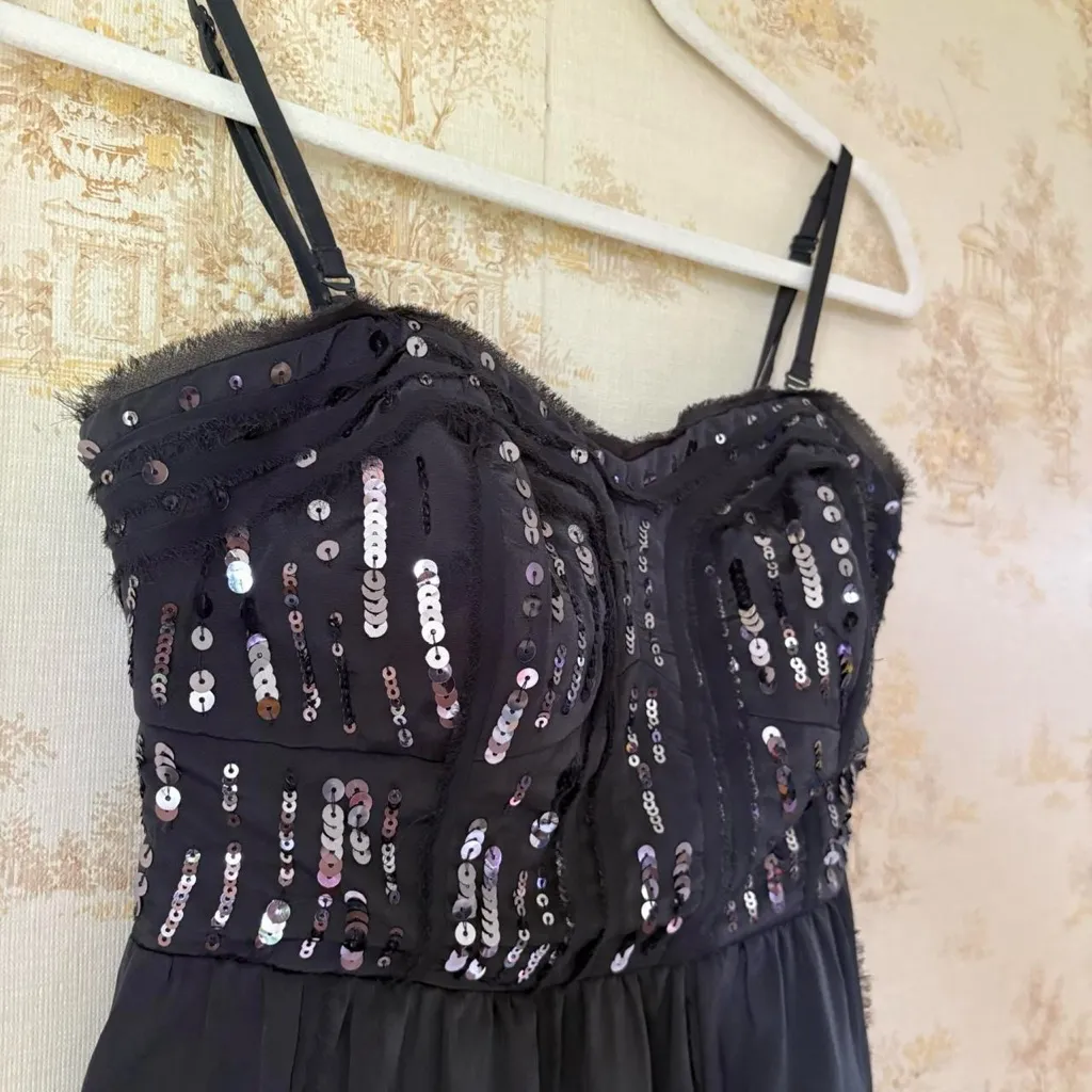 American Eagle 2011 charcoal gray sequin boho festival mini dress size 6 - Image 2