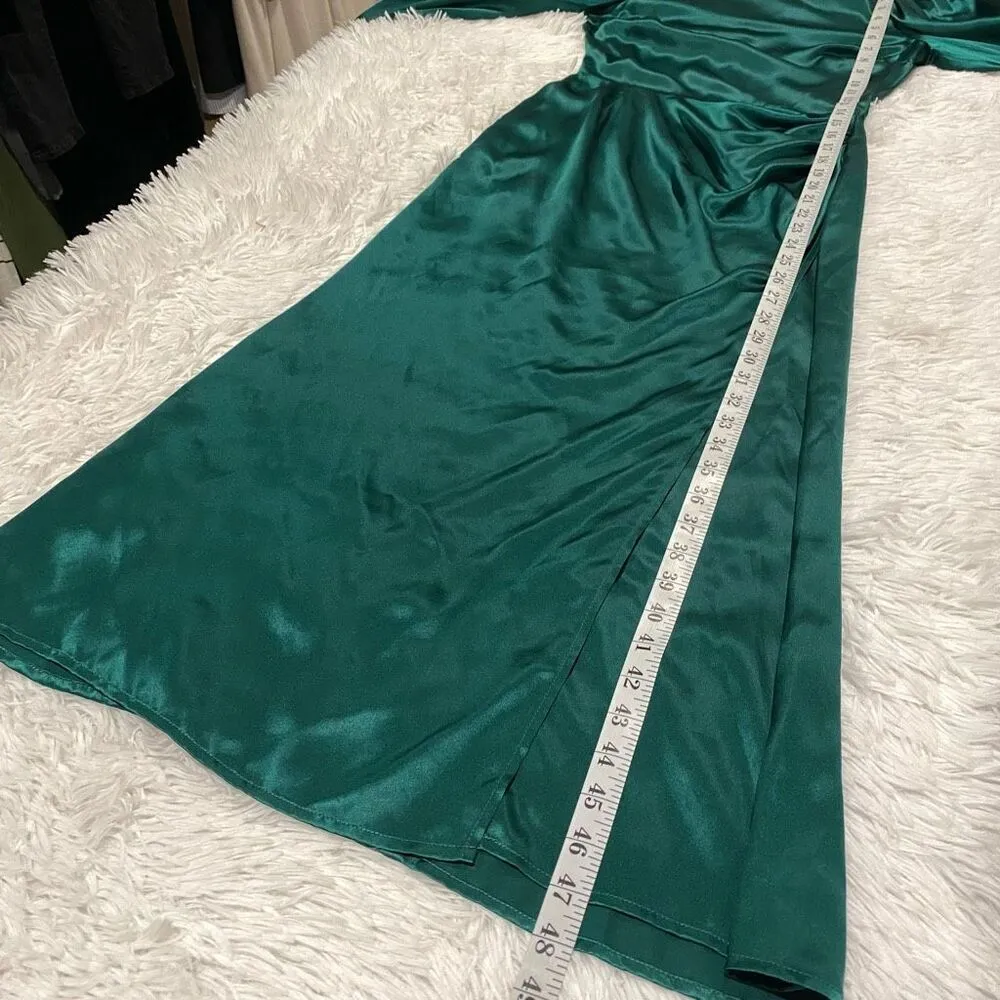 Reformation Cassis Silk Midi Dress in Emerald Green Size 2 - Image 5
