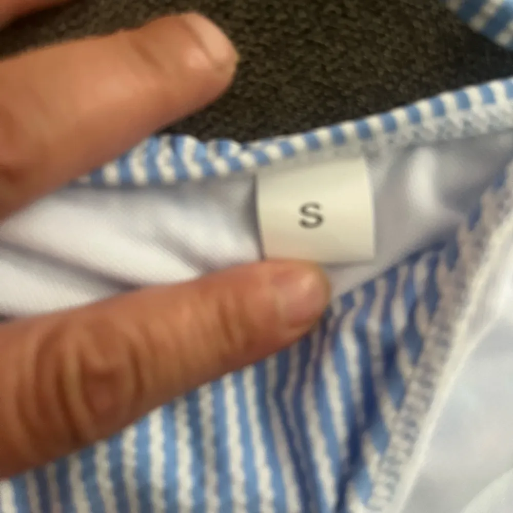 New! Blue and White Plaid With Side Ties Bikini Bottoms - Image 5