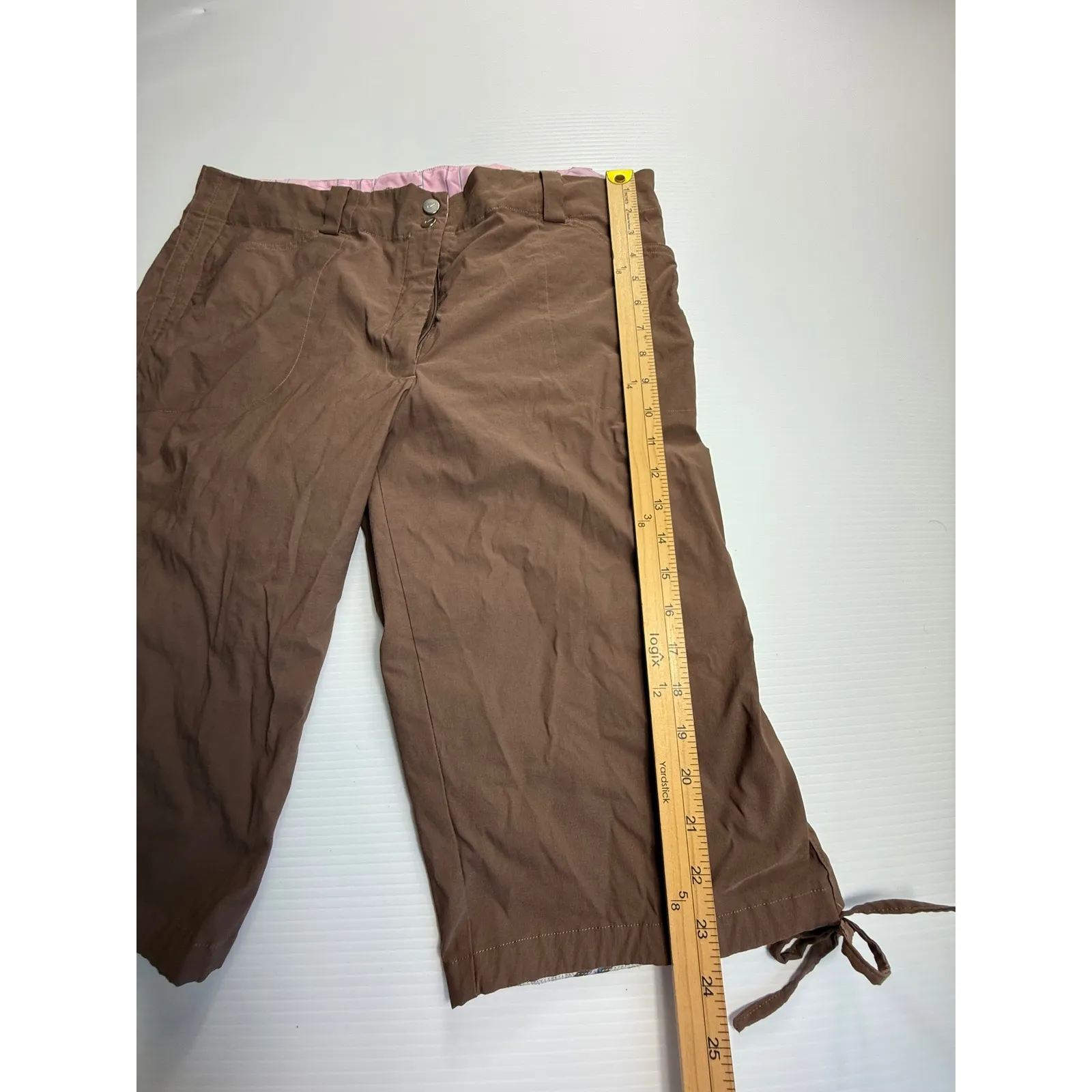 Nike Golf Womens Brown Capri Crop Pants Drawstring Hem Athletic Size‎ 16 Size 16P - Image 2