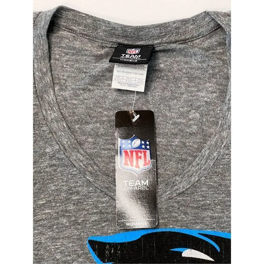  NFL‎ Team Carolina Panthers Gray Vneck Tee Shirt M(10-12) Graphic T-shirt - Image 4