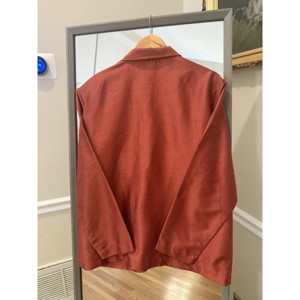 N Touch Metallic Mustard Button Down Blouse Large Red - Image 3