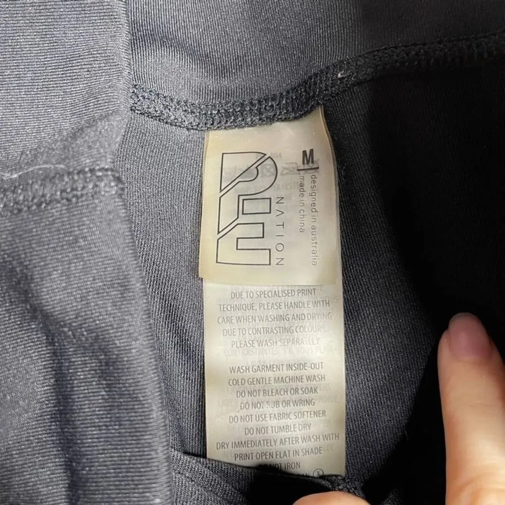 P.E Nation Leggings‎ Black White Blue Stripe Athletic Workout Pants Women M Size M - Image 5