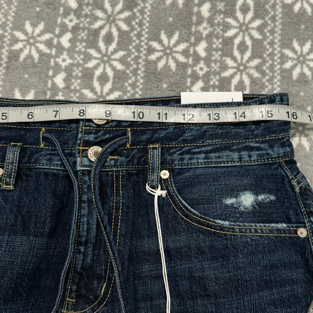 Kancan‎ Lyra Distressed Drawstring High Waist Denim Shorts (Dark) Size Large Blue - Image 10