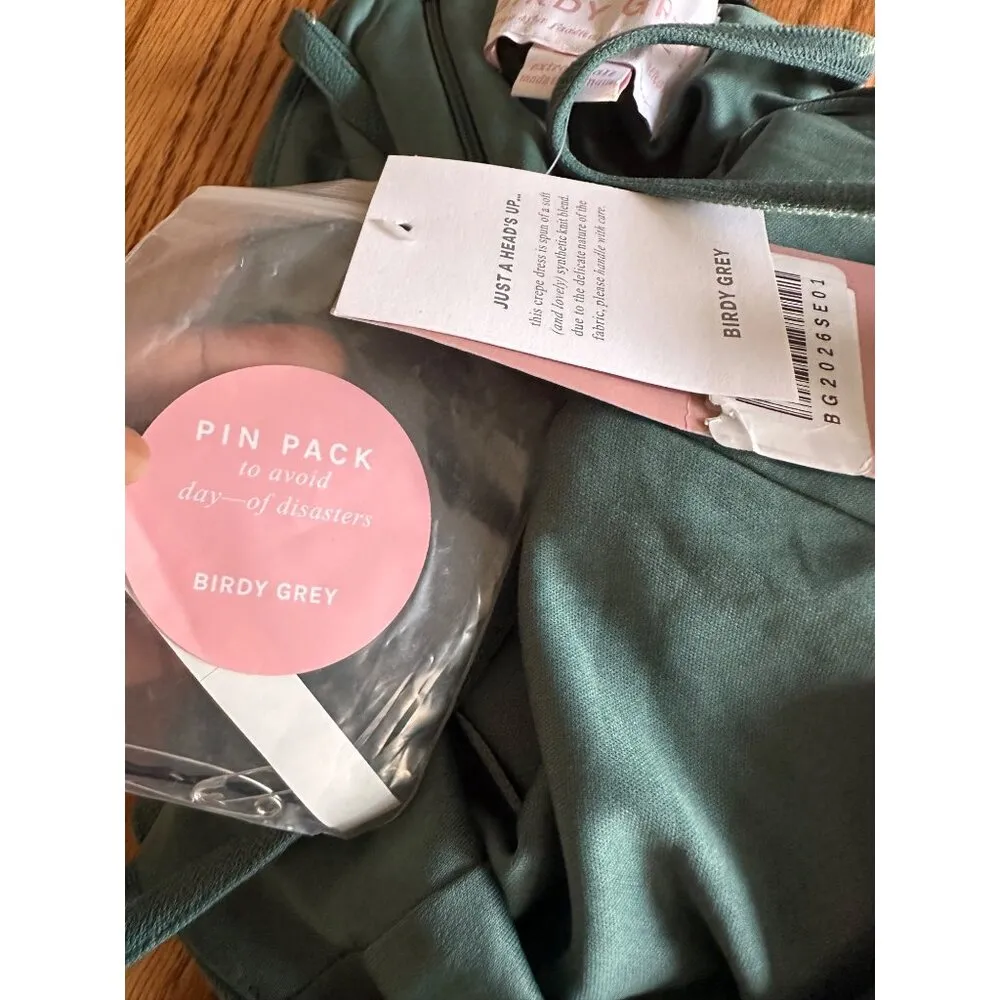 Birdy Grey Ash Dress Green Strappy Extra Small Maxi Side Slit Stretchy Runs Big - Image 13