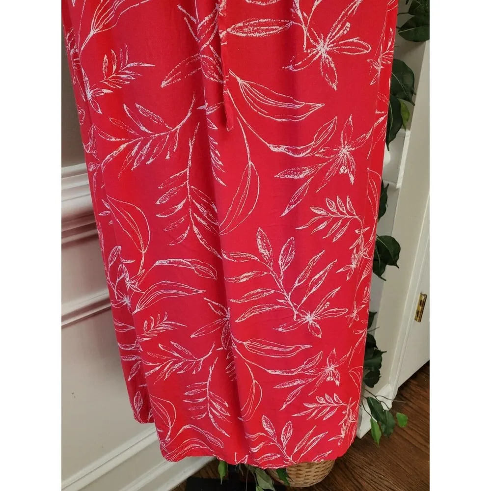Old Navy Women's Red Floral 100% Rayon Sleeveless V-Neck Long Maxi Dress Size XL - Image 4