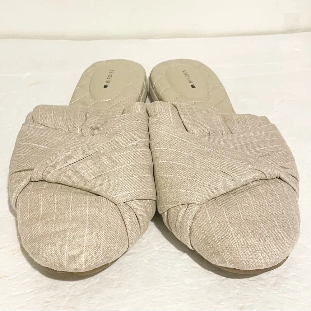 Birdies Size 12 Pin Stripe Tan Twisted Knot Songbird Slip On Mule Flat Shoe - Image 2