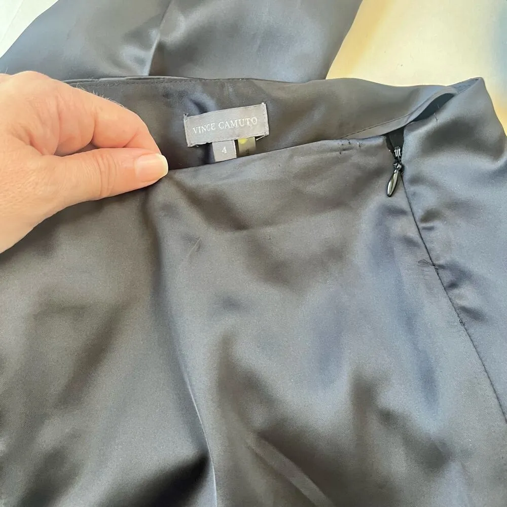 VINCE CAMUTO Satin Peg Leg Womens Pants Sz 4 Black Shiny Ankle Glam Goth Party - Image 5