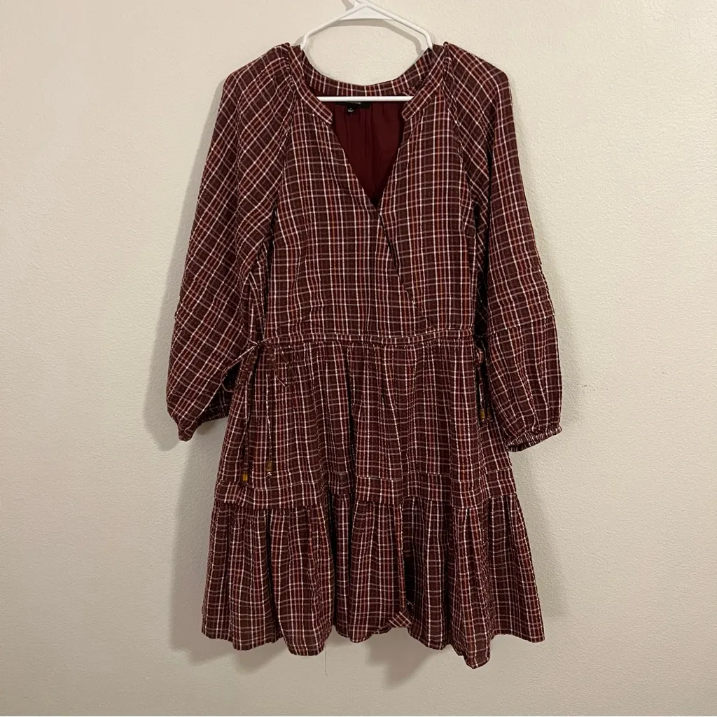 Madewell Seersucker Wrap Mini Dress in Dark Merlot - Image 2