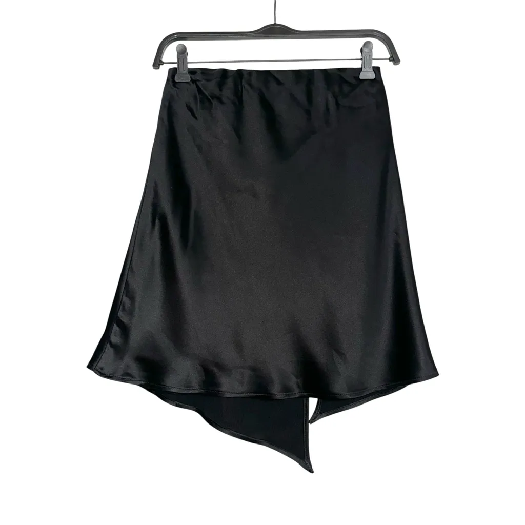 NONchalant Cameron Black Side Slit Satin Mini Skirt MEDIUM - Image 5