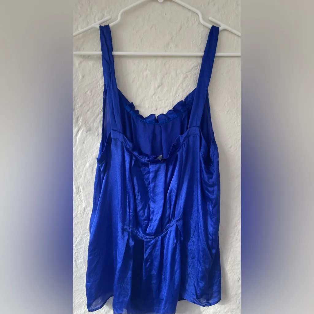 J. Crew Women's Lightweight Cami Sleeveless Top Royal Blue Zipper 100% Silk 12 - Image 2