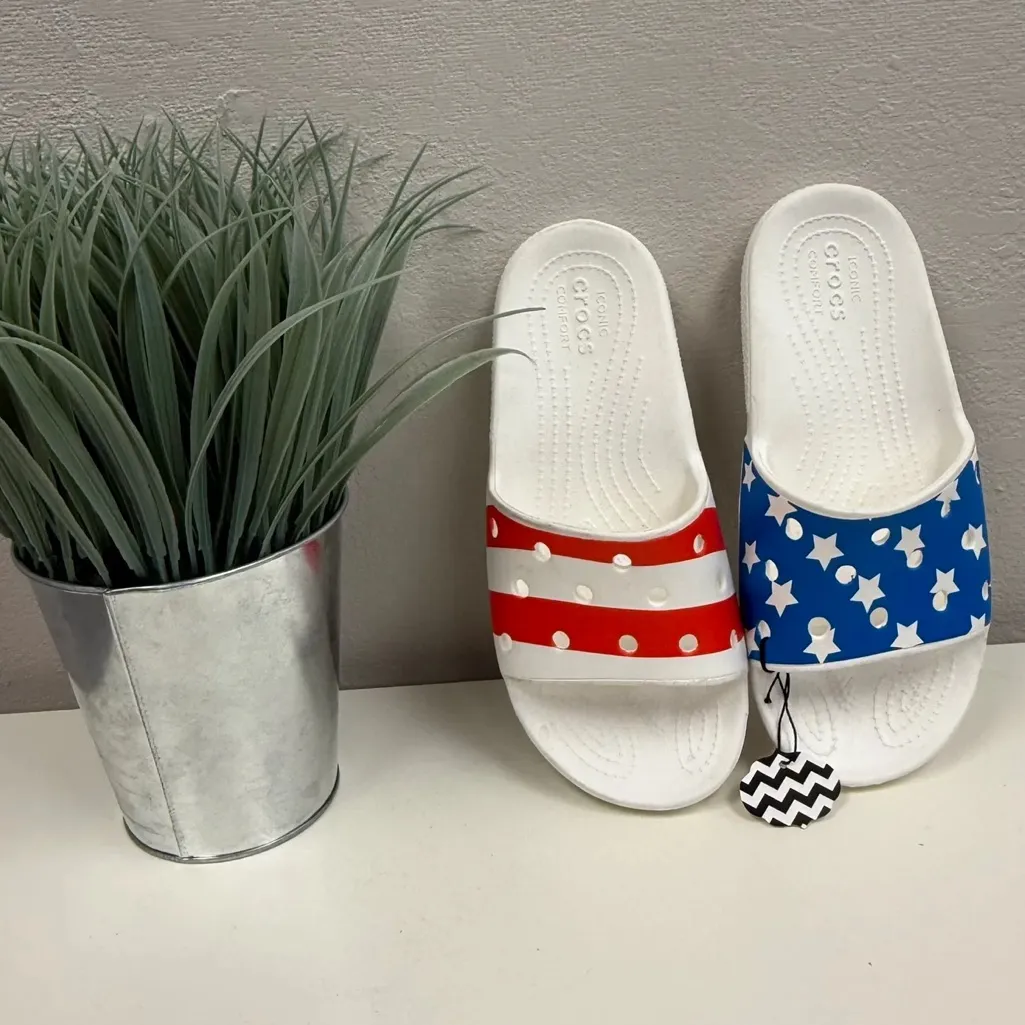 Crocs American Flag Slides - Size 7 - Image 2