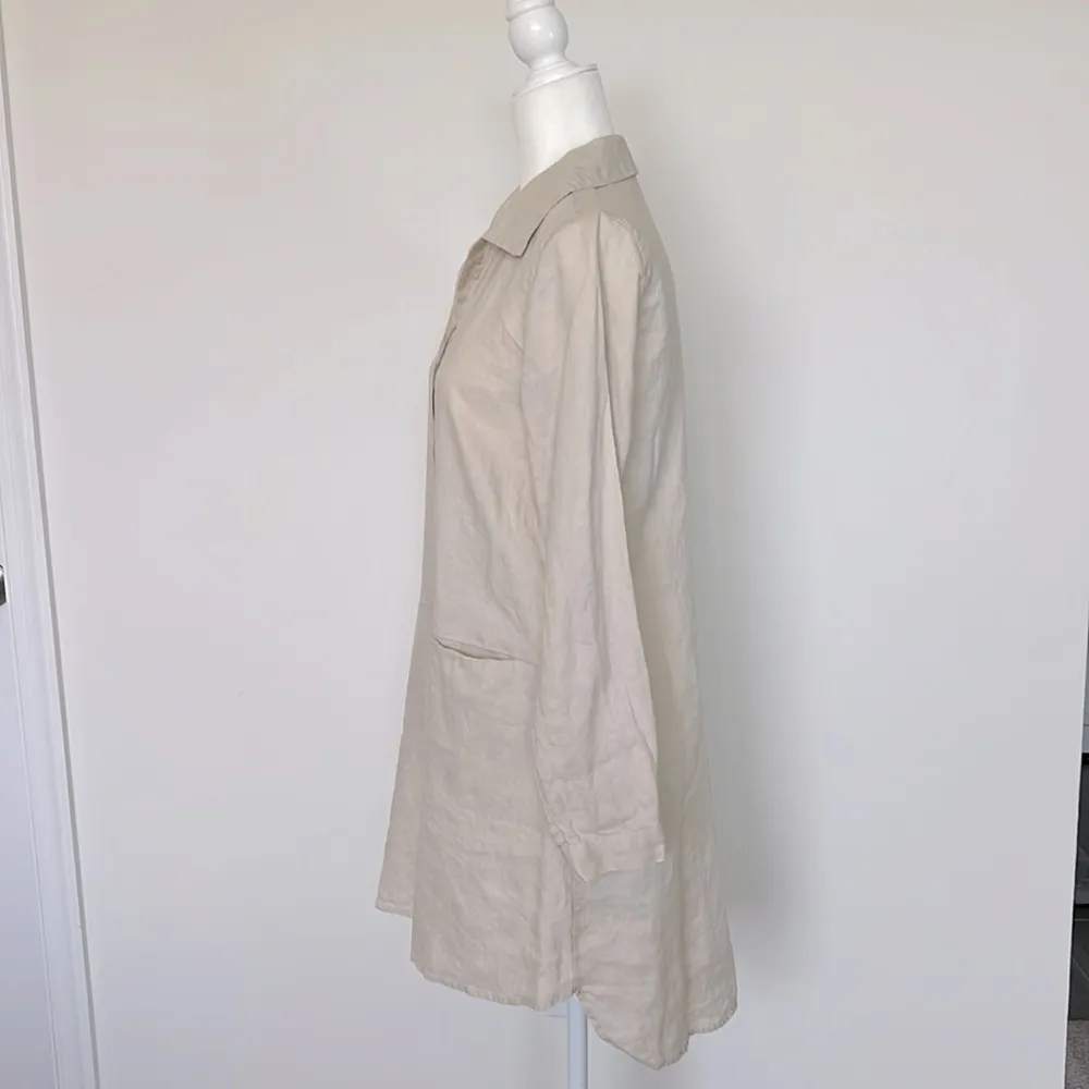Sigrid Olsen 100% Linen Button Down Long Sleeve Shirt Dress Coastal Grandma - Image 4
