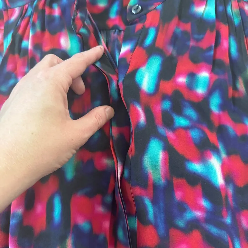 Saloni Silk Printed Ruffle Hem Mini Dress Pink Size 2 - Image 4