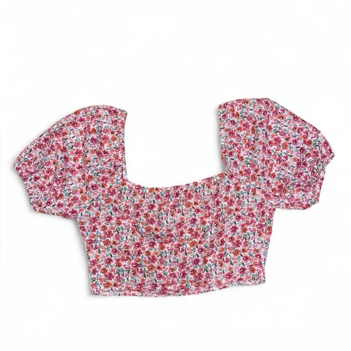 Floral milkmaid style crop top with puffy sleeves - Image 5